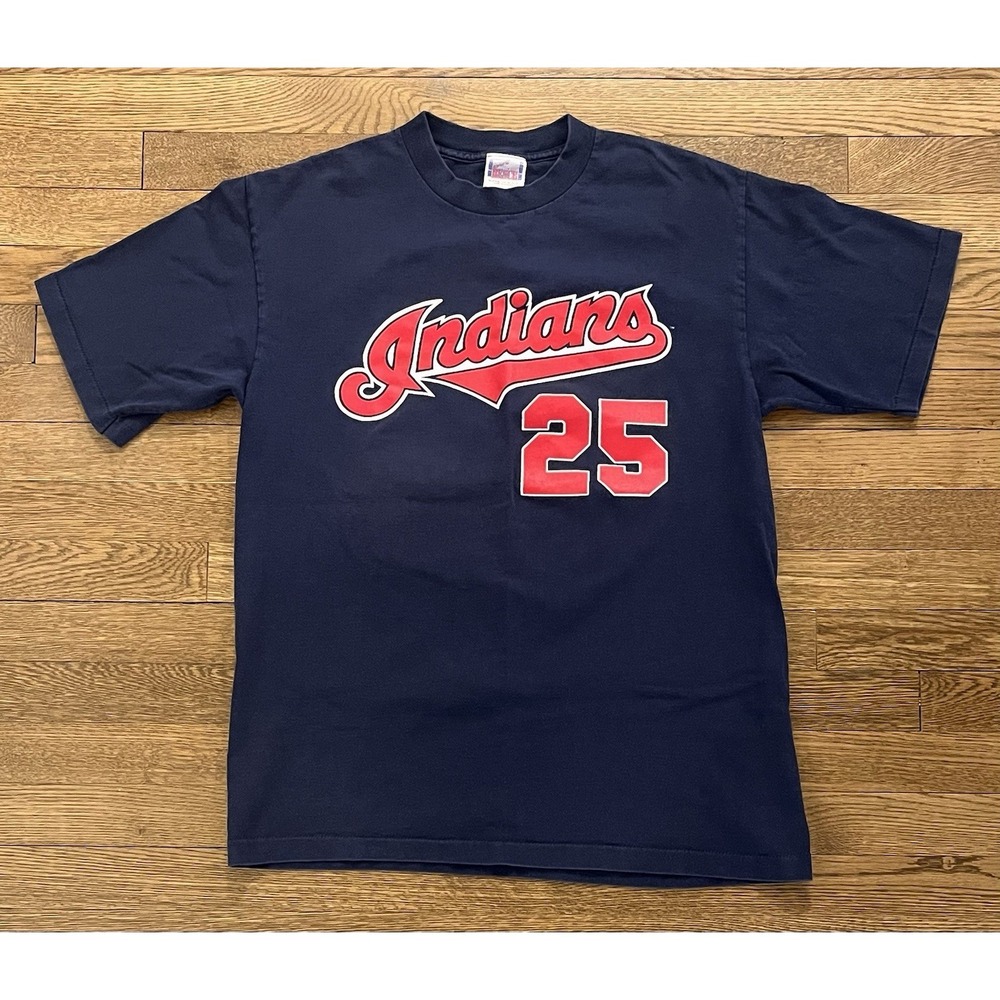 VTG Cleveland Indians Single Stitch T Shirt Thome #25 Tag Size Large- Medium Fit